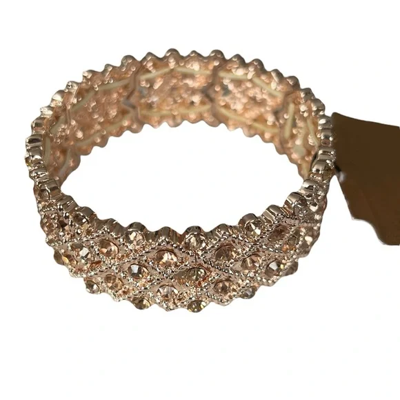 Monet Rose Gold Stretchy Crystal Bracelet with Earrings - Picture 4 of 5